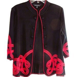 Ming Wang Black and Red Knit Jacket / Skirt Combo in Size 0X